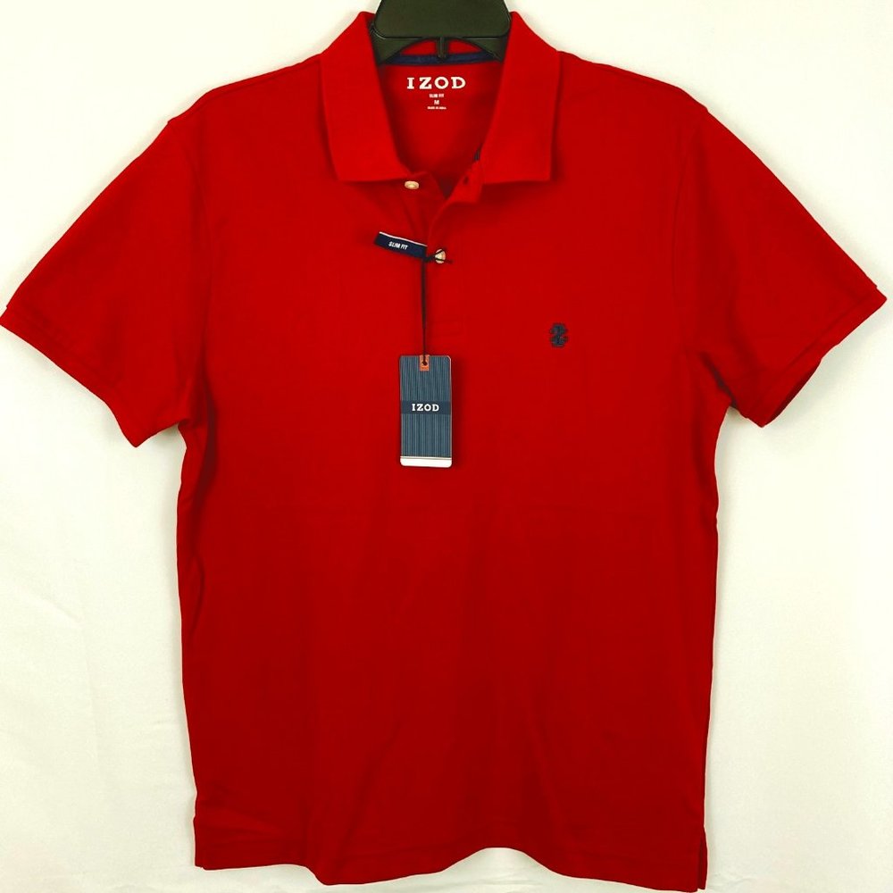 Izod Men Slim Fit Red Polo (Medium)